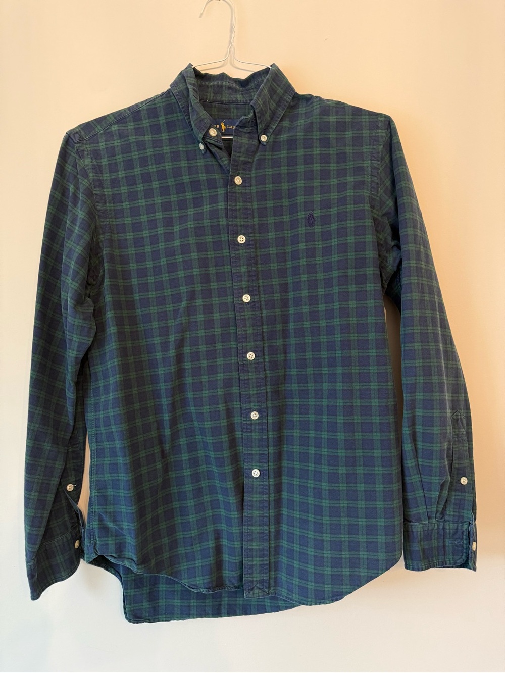 Polo by Ralph Lauren Navy and Green Plaid Oxford Shirt